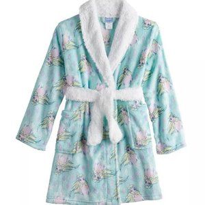 Girls Disney Frozen Elsa Robe 8 Blue Fleece Plush Long Sleeve Belted Winter